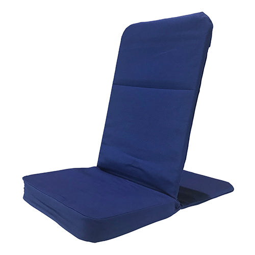 Blue folding seat cushion on a white background