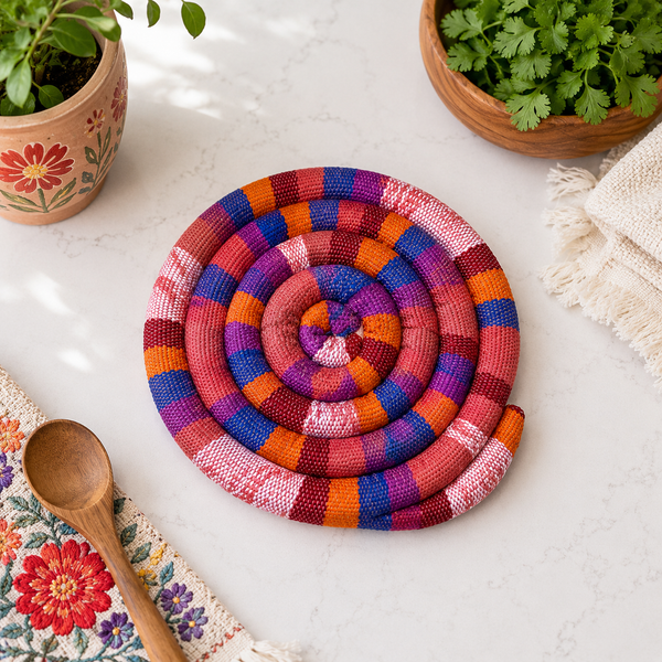 Medium Spiral Spiced Trivet – Fair Trade Guatemalan Cotton, Cinnamon & Clove Scented