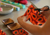 Purple Papaya beeswax wrap roll cut and shaped for food storage