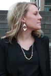 Close-up of Merid Charm Necklace silver-plated and brass beads from Fair Anita Ethiopia Collection