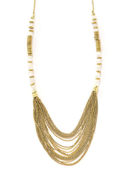 Meteor Shower Moonstone Necklace | Brass & Semiprecious Beads