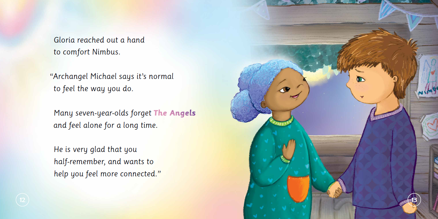 Reflective activity pages inside The Missing Angels children's book – prompts to support emotional conversations between parents and kids