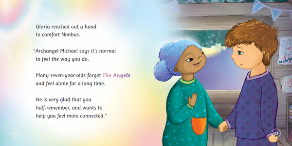 Reflective activity pages inside The Missing Angels children's book – prompts to support emotional conversations between parents and kids