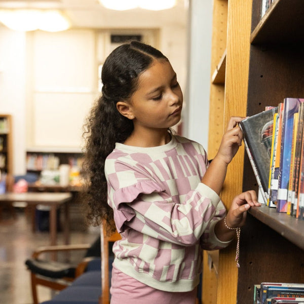 Recycled Cotton Pink Block Ruffled Sweatshirt