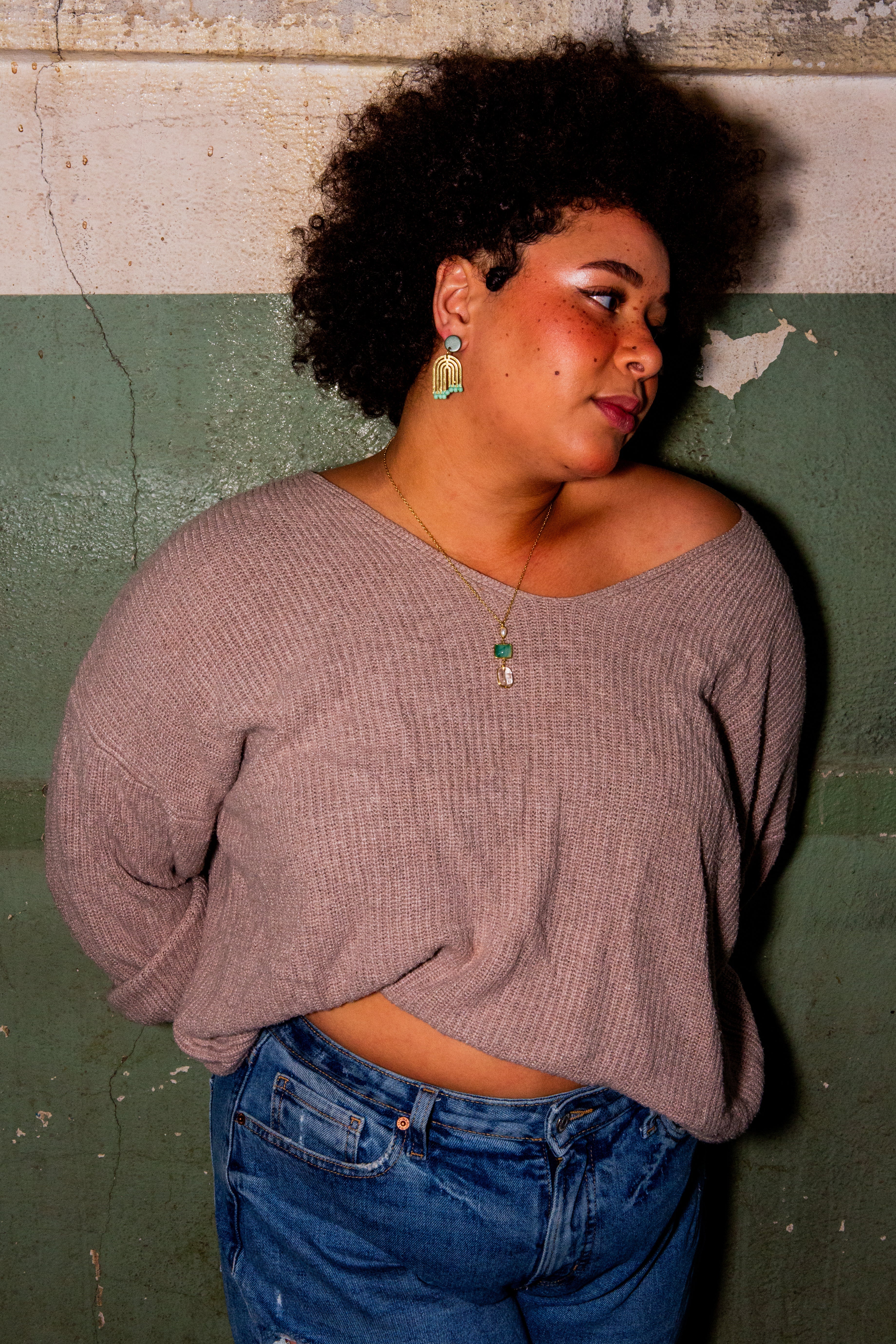 Mossy Falls Regency Drop Pendant earrings — ethically handcrafted sustainable jewellery by Fair Anita