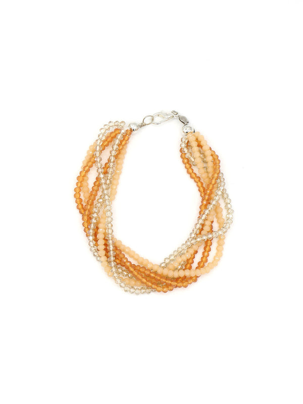 Peachy Keen multistrand sparkle bracelet with dainty glass beads, handcrafted by Fair Anita artisans in Peru