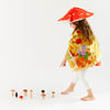 Whimsical fun meets eco-friendly style!  This mulberry silk Mushroom Dress-Up Set is perfect for imaginative play and doubles as a great Halloween costume! Easy wear, ages 3-8, promotes independence. Sustainable, Waldorf-inspired.