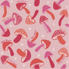 Close-up of the Pink Mushroom print pattern on the Swedish dish cloth
