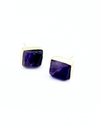Uncut amethyst rectangle stud earrings by Fair Anita, ethically handmade fair trade jewellery