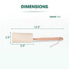 Measurement chart of a wooden body brush with dimensions labeled on a white background.