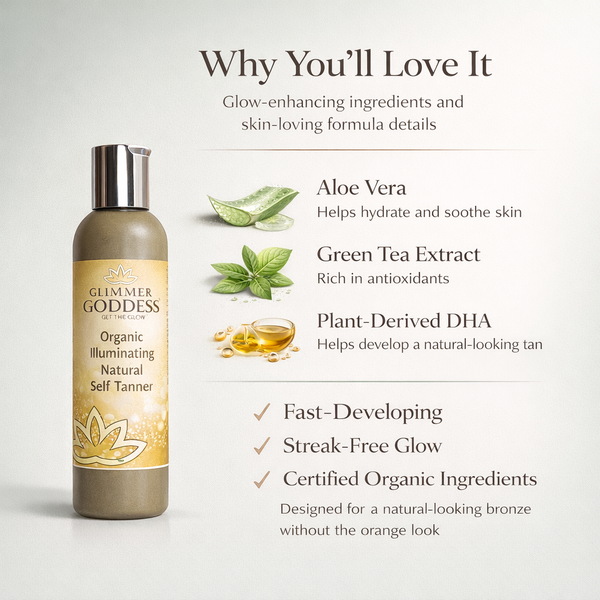 🌞 Organic Self Tanning Lotion – Buildable, Golden Glow with Skin-Nourishing Ingredients