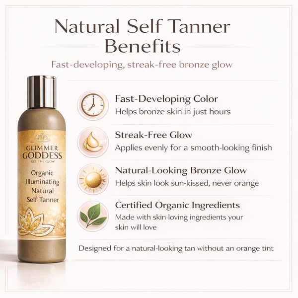 🌞 Organic Self Tanning Lotion – Buildable, Golden Glow with Skin-Nourishing Ingredients