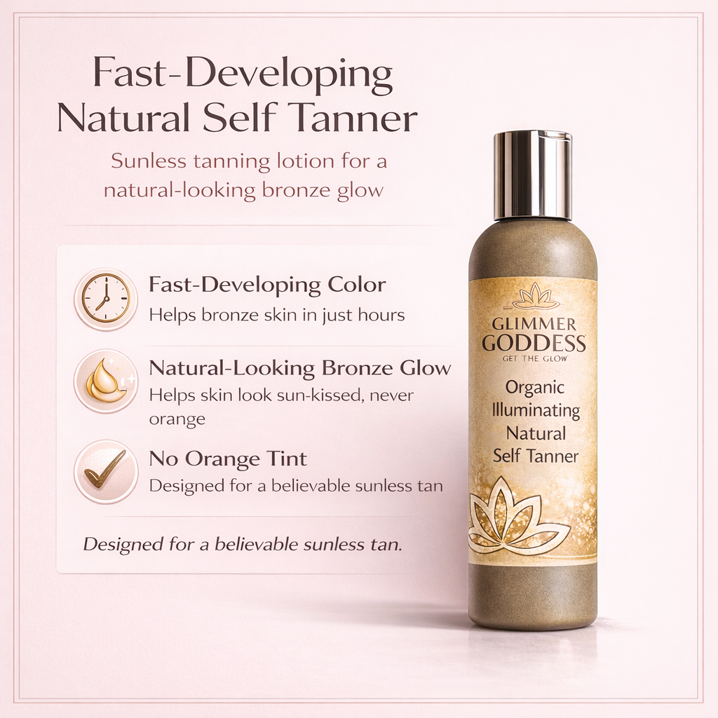 🌞 Organic Self Tanning Lotion – Buildable, Golden Glow with Skin-Nourishing Ingredients