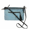 Front view of the Nearby Shoulder Bag showing zippered compartments and reflective net material