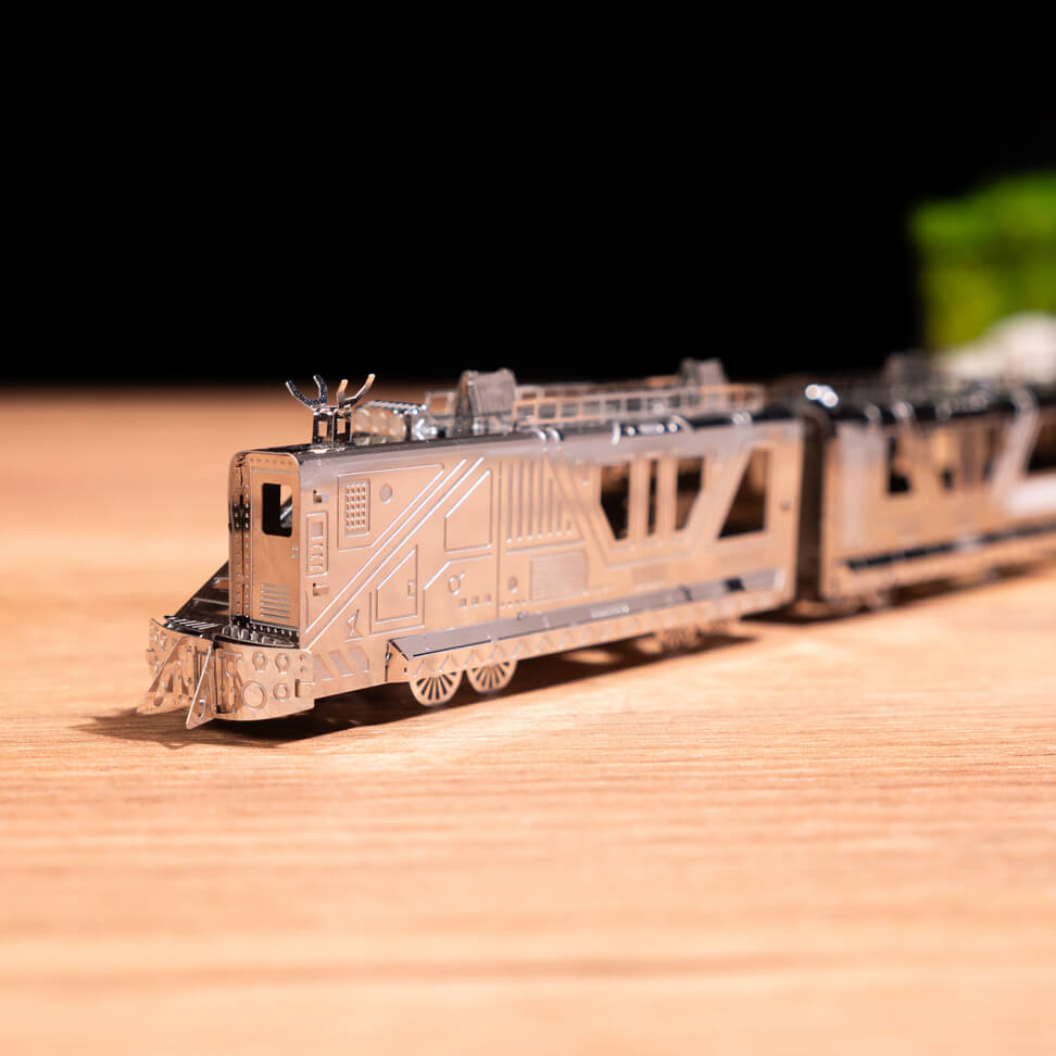 Night Rider 3000 DIY metal model train kit, front view