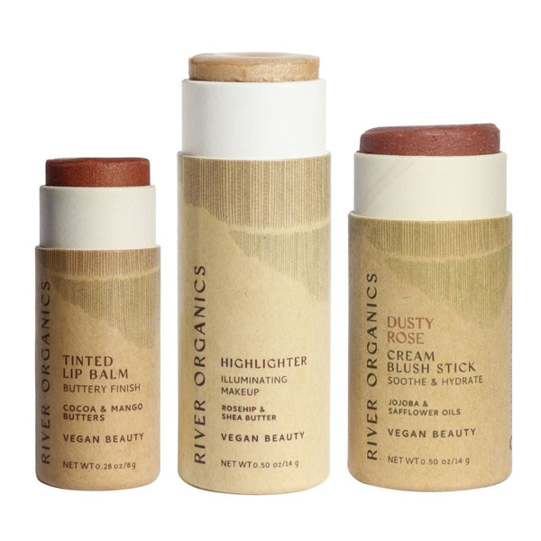 🌸 Lip + Highlighter + Blush Set – Naturally Radiant Beauty in 3 Simple Steps