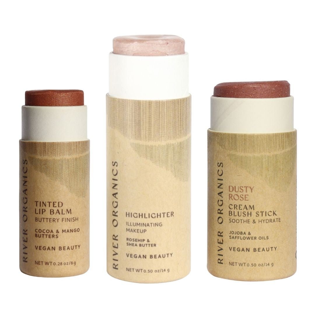 🌸 Lip + Highlighter + Blush Set – Naturally Radiant Beauty in 3 Simple Steps