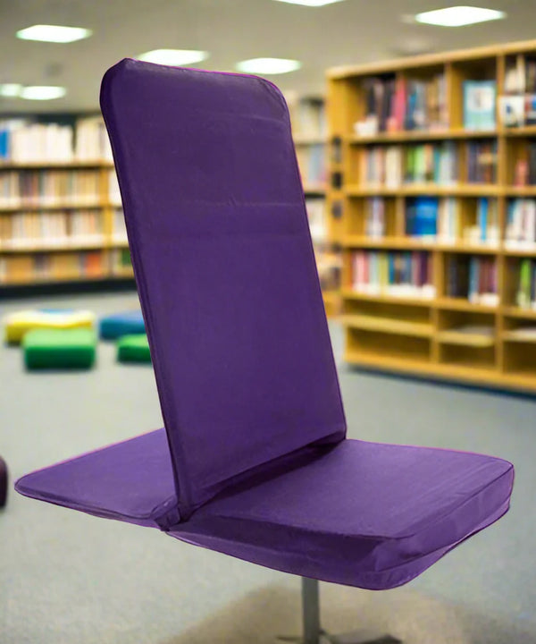 Purple seat and backrest in a library setting