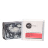 Heliotrope SF Clove Geranium olive oil soap bar with activated charcoal on white background