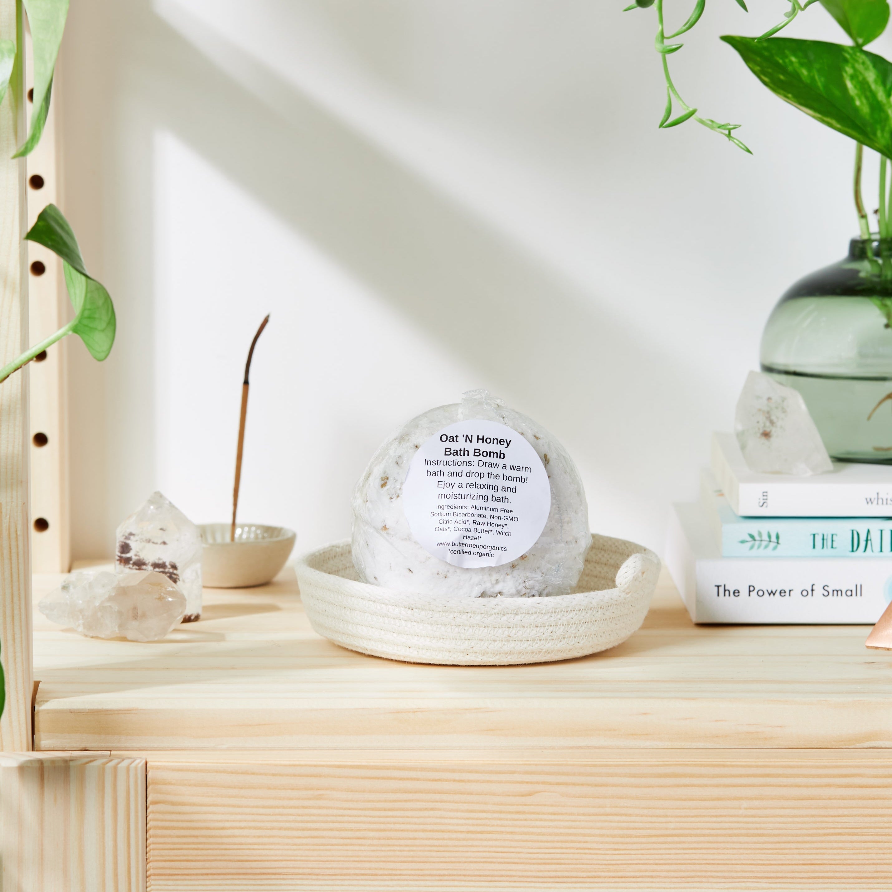 Extra large organic oat and honey bath bomb by Butter Me Up Organics