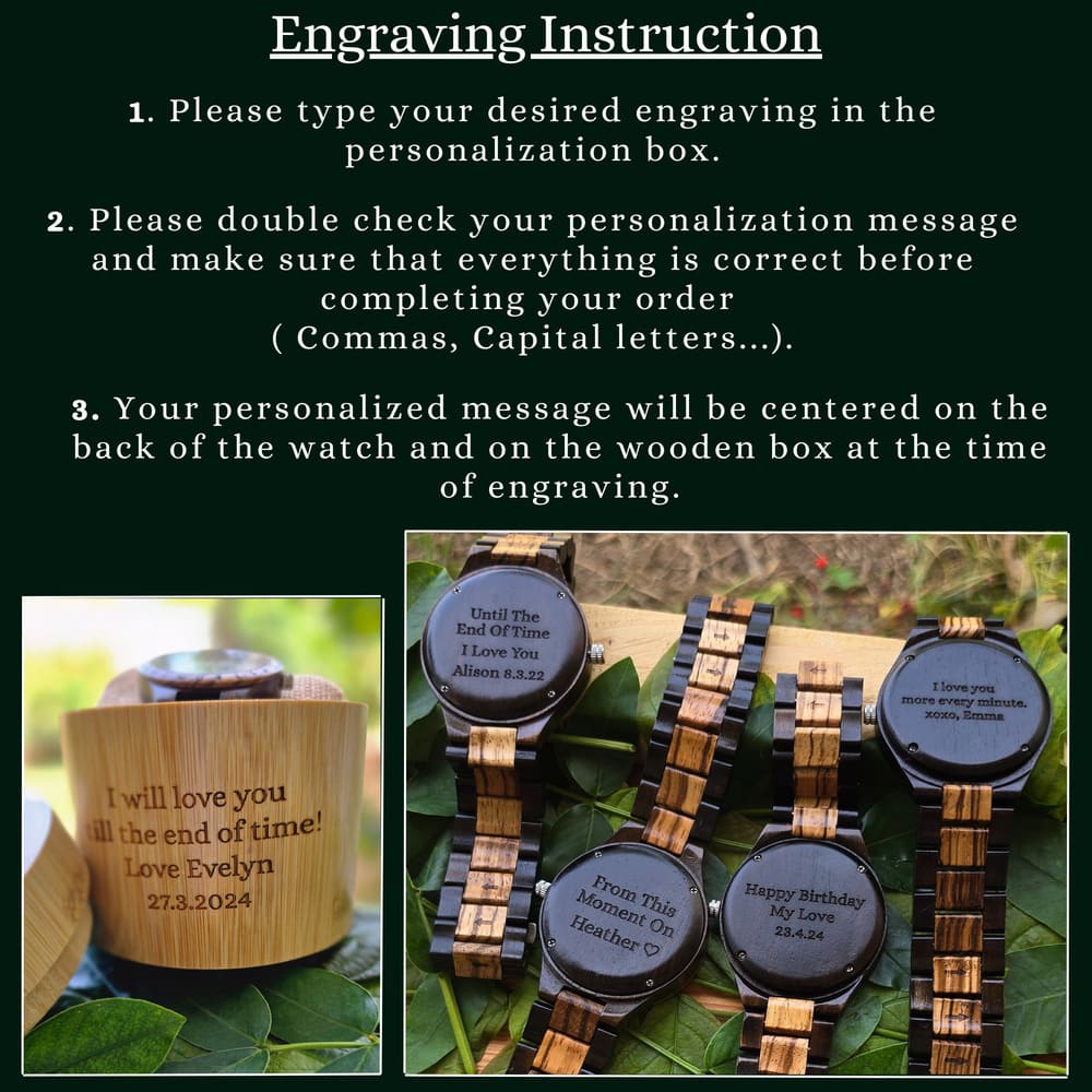 Personalized Texas Wooden Watch – Custom Engraved Natural Wood Timepiece