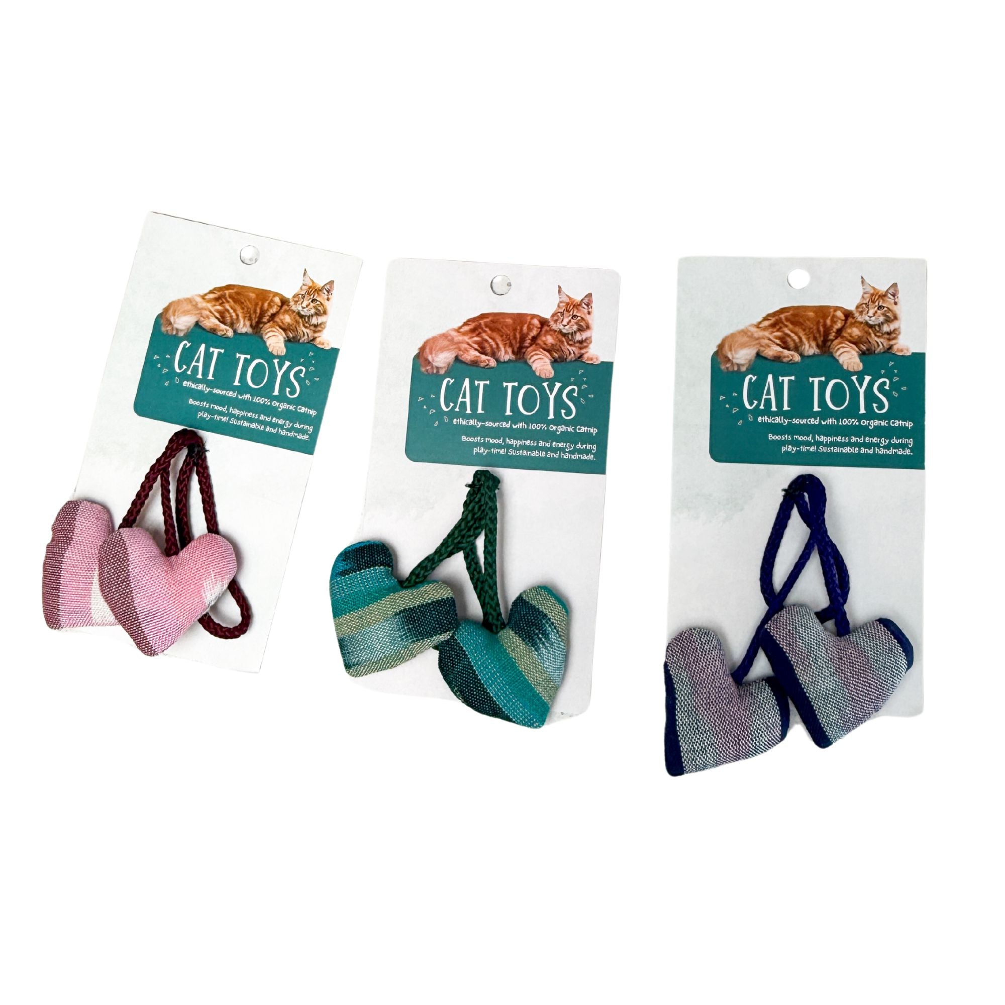 Organic Catnip Double Heart Cat Toy - Fair Trade, Handmade