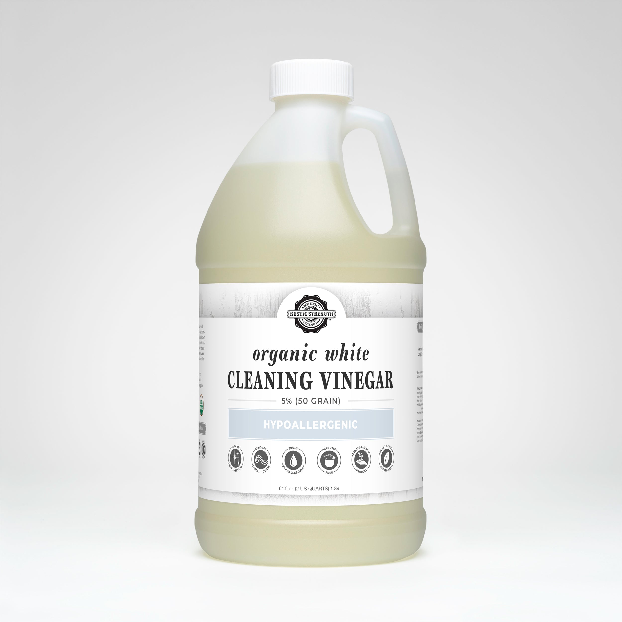 Rustic Strength Organic White Cleaning Vinegar 50 Grain in half gallon size