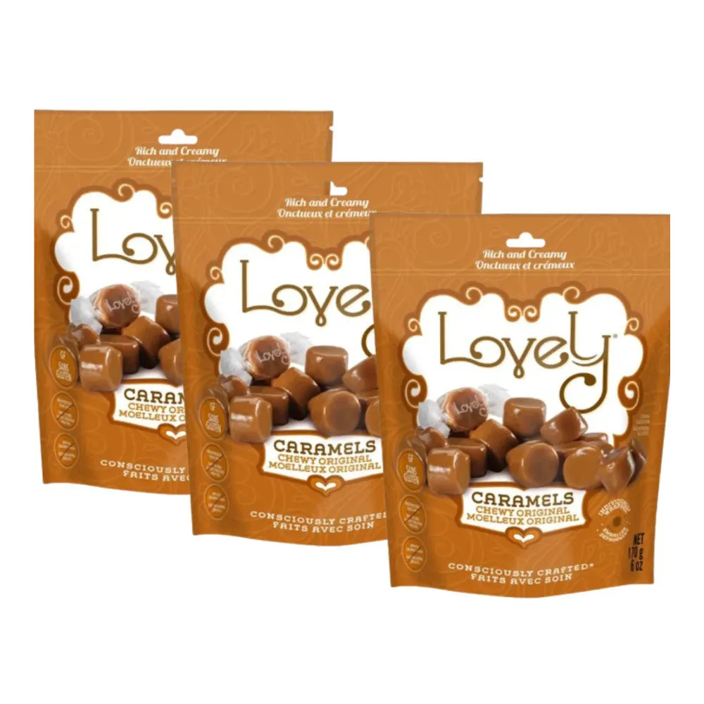 Bag of Lovely Candy Co. Original Caramels, individually wrapped and gluten-free
