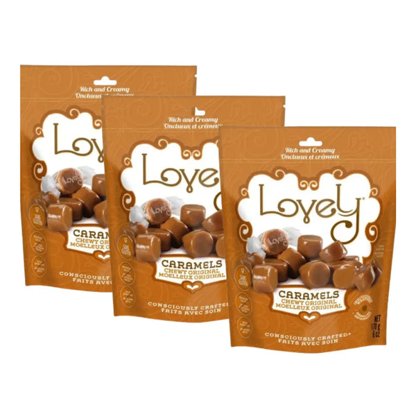 Bag of Lovely Candy Co. Original Caramels, individually wrapped and gluten-free