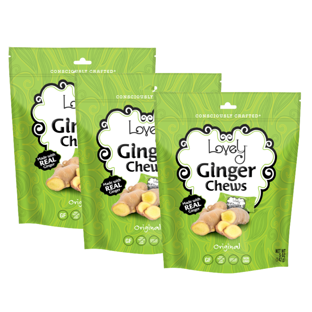 Three-pack of Lovely Candy Company Original Ginger Chews
