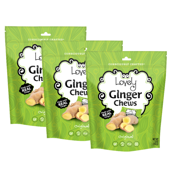 Three-pack of Lovely Candy Company Original Ginger Chews