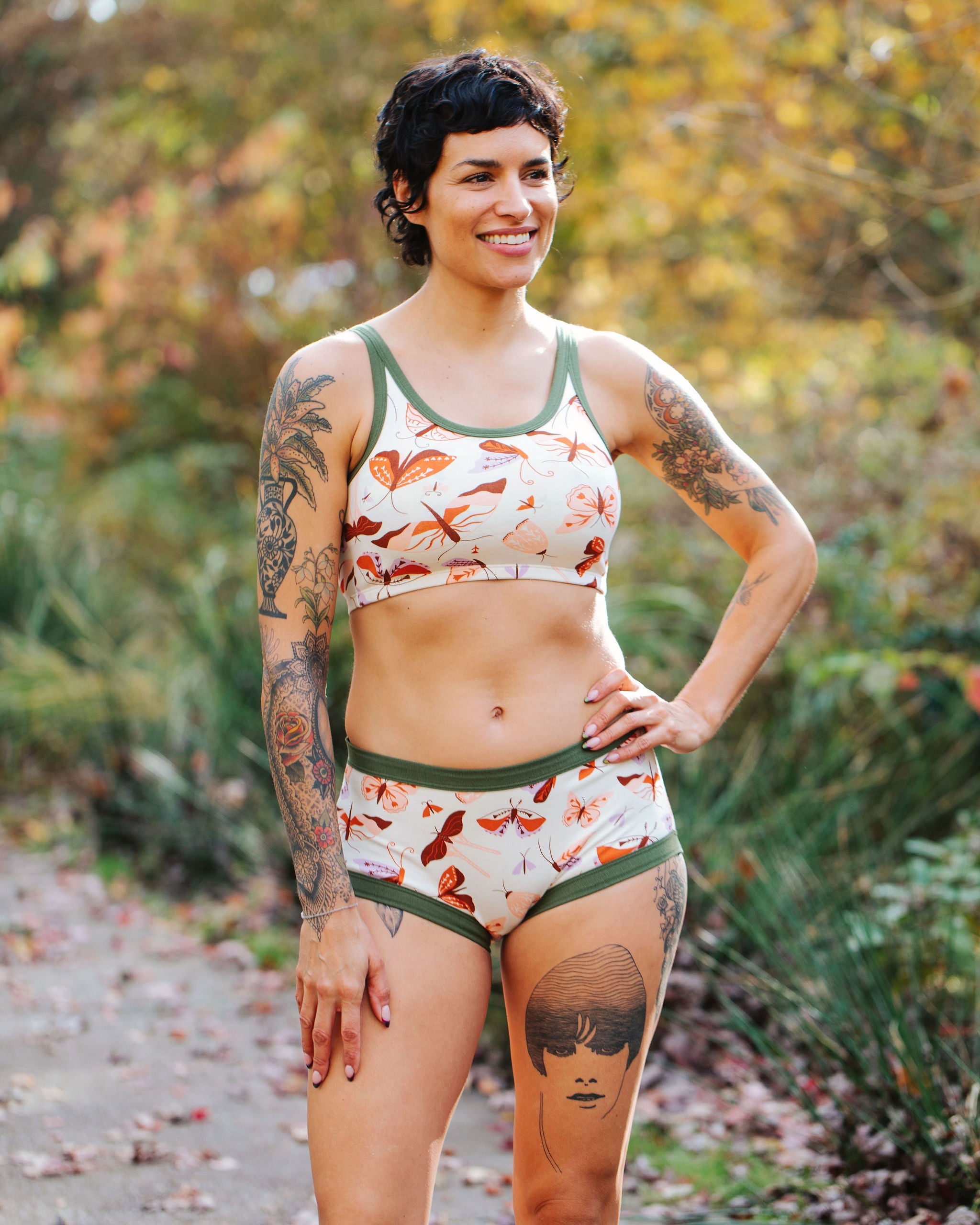 Thunderpants USA Original Field Study moth print underwear laid flat showing full pattern detail