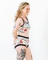 Side view of Thunderpants Inked Up Original women's underwear with full-coverage fit and artist-designed tattoo print