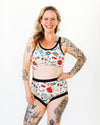 Close-up of Inked Up tattoo print underwear showing whimsical illustrated characters by Oregon tattoo artist Connie Gabbert