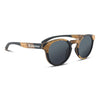 Joycoast Terra 2 Vari-Wood round sunglasses showing natural wood grain detail on frame temples