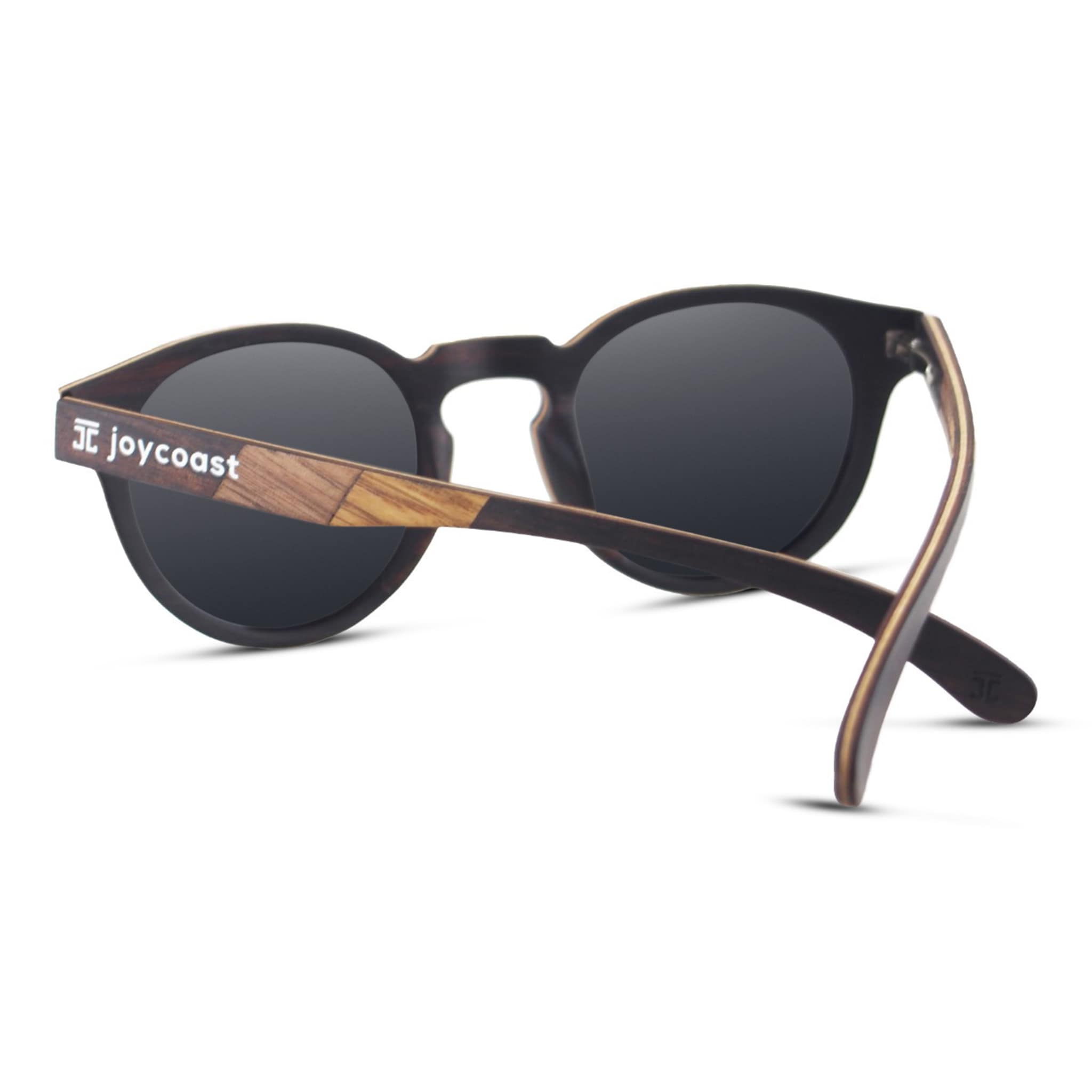 Terra 2 wooden sunglasses with circular retro frame and 100% UV polarized lenses by Joycoast