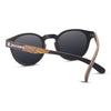 Terra 2 wooden sunglasses with circular retro frame and 100% UV polarized lenses by Joycoast