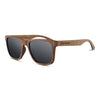 Joycoast Walnut Wayfinder wooden sunglasses with grey polarized lenses, front view