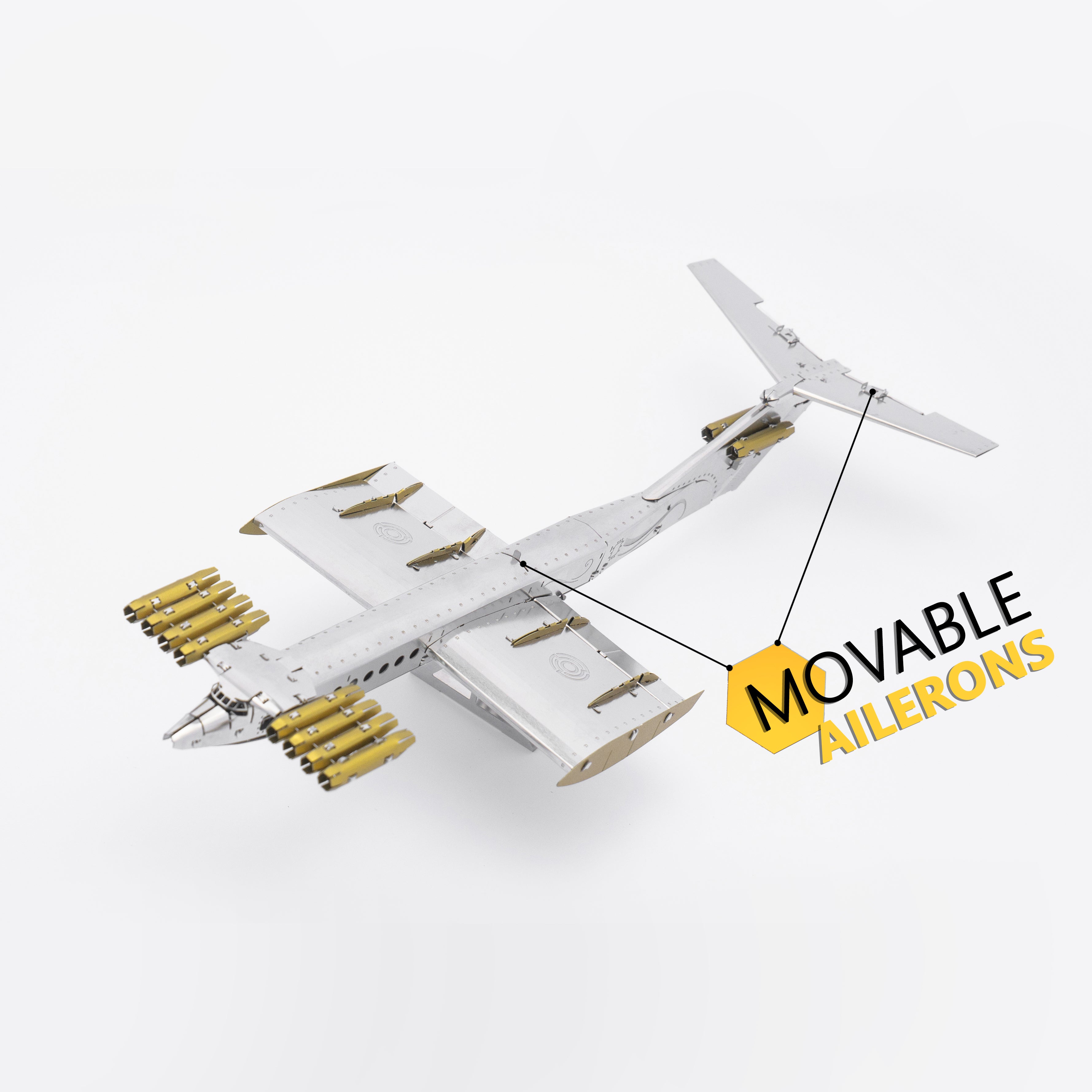 Caspian Sea Monster Ekranoplan model showing mechanical metal parts