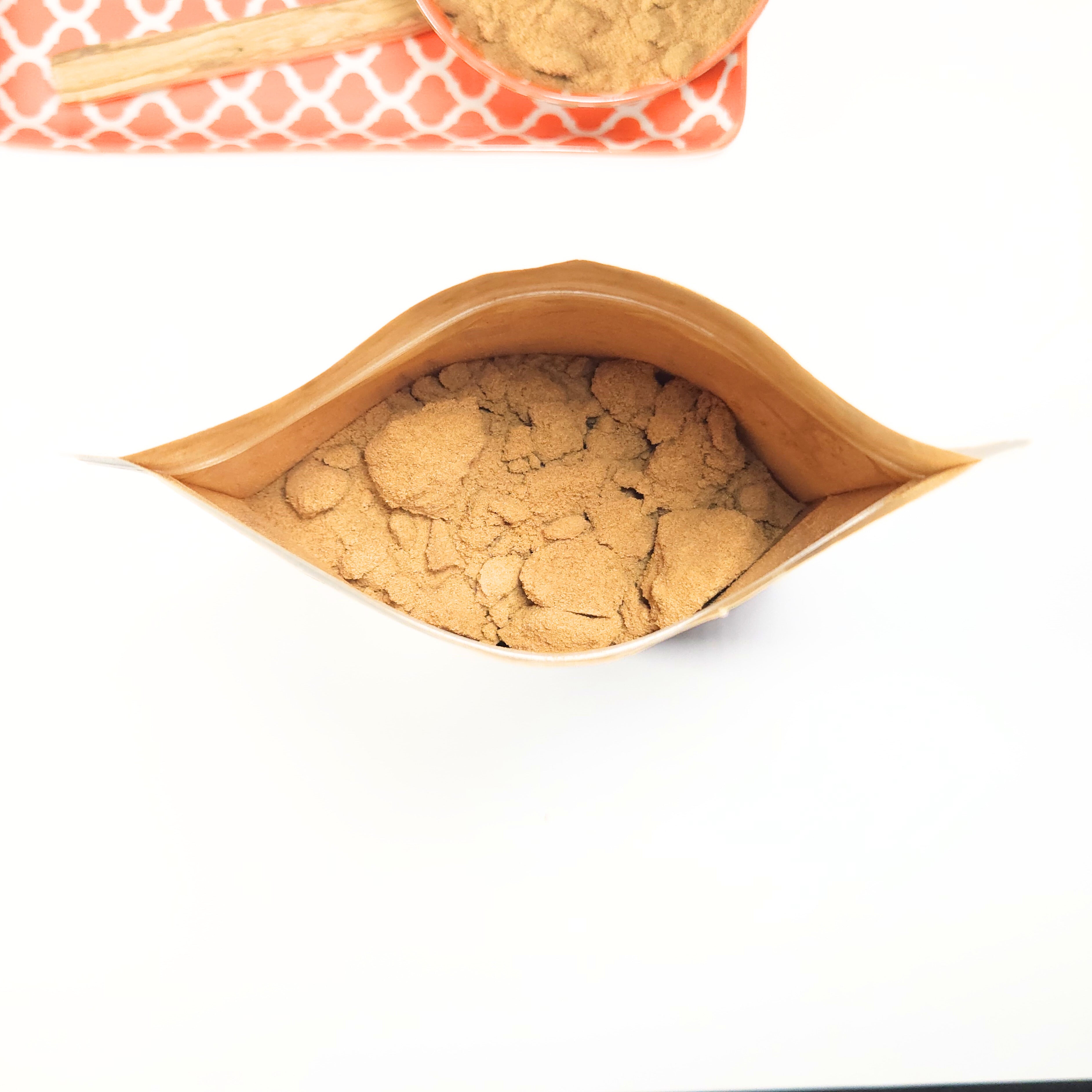Open bag of cookies with a white background