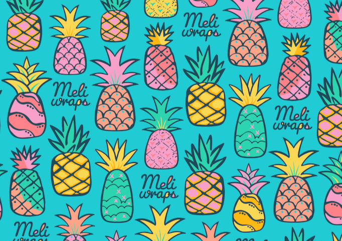 Beeswax Wrap Bulk Roll - Pineapple Print, Organic Cotton