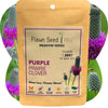 Flawn Seed Kits packaging for Purple Prairie Clover with floral background. Transform your garden with Purple Prairie Clover (Dalea purpurea) seed. This native, drought-tolerant wildflower is the perfect low-maintenance solution for attracting pollinators and creating an eco-friendly landscape. Packaged in a compostable pouch, these non-GMO seeds help you support the environment effortlessly.