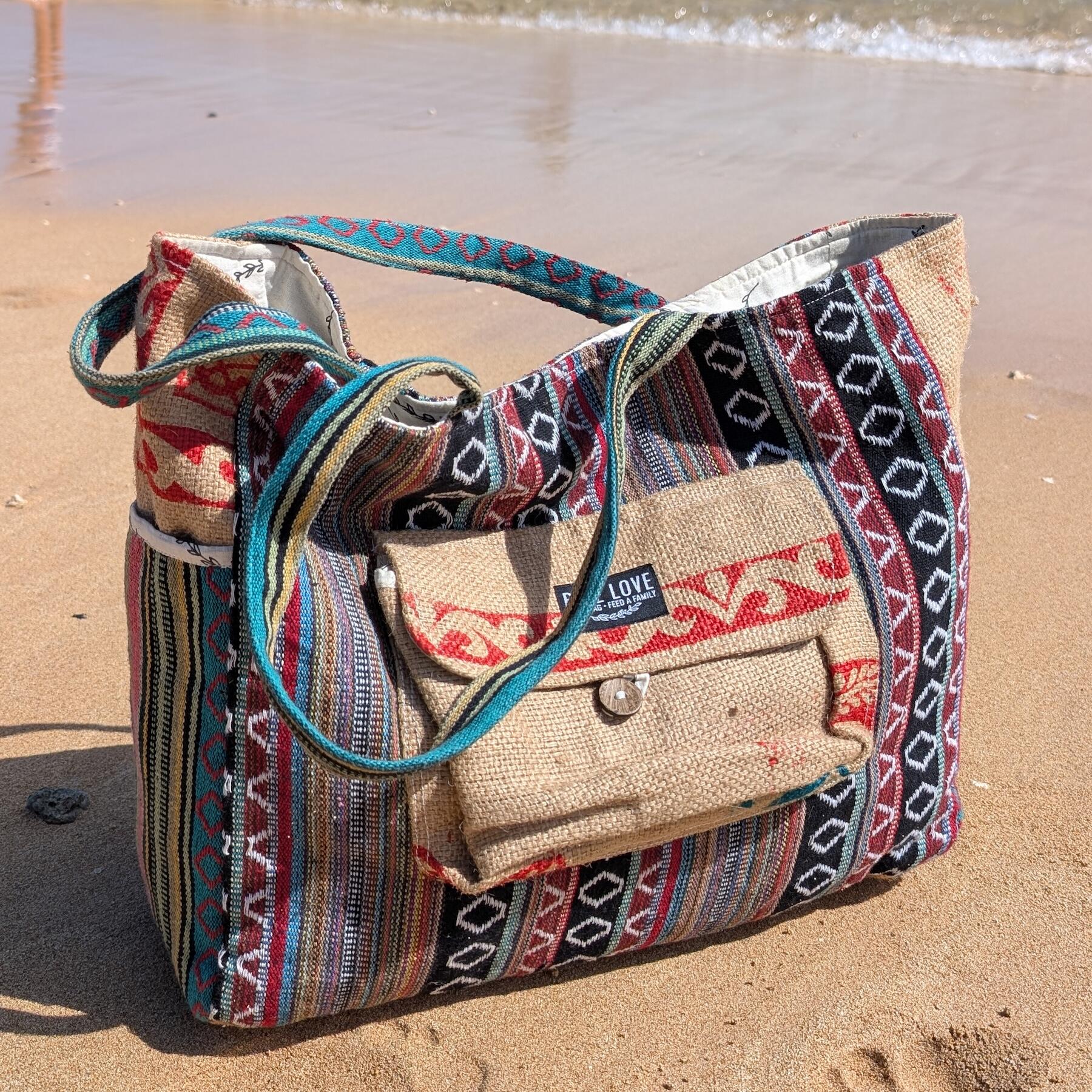 Recycled Travel Tote Mumbai shown in use as an everyday travel bag