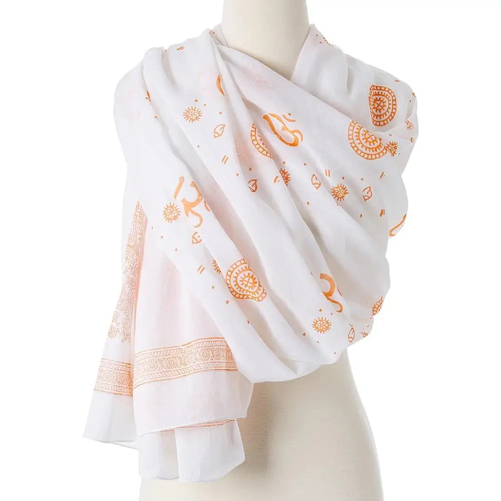 OMSutra Shanti Paisley Shawl – Handmade Cotton Scarf in Lilac & Pink