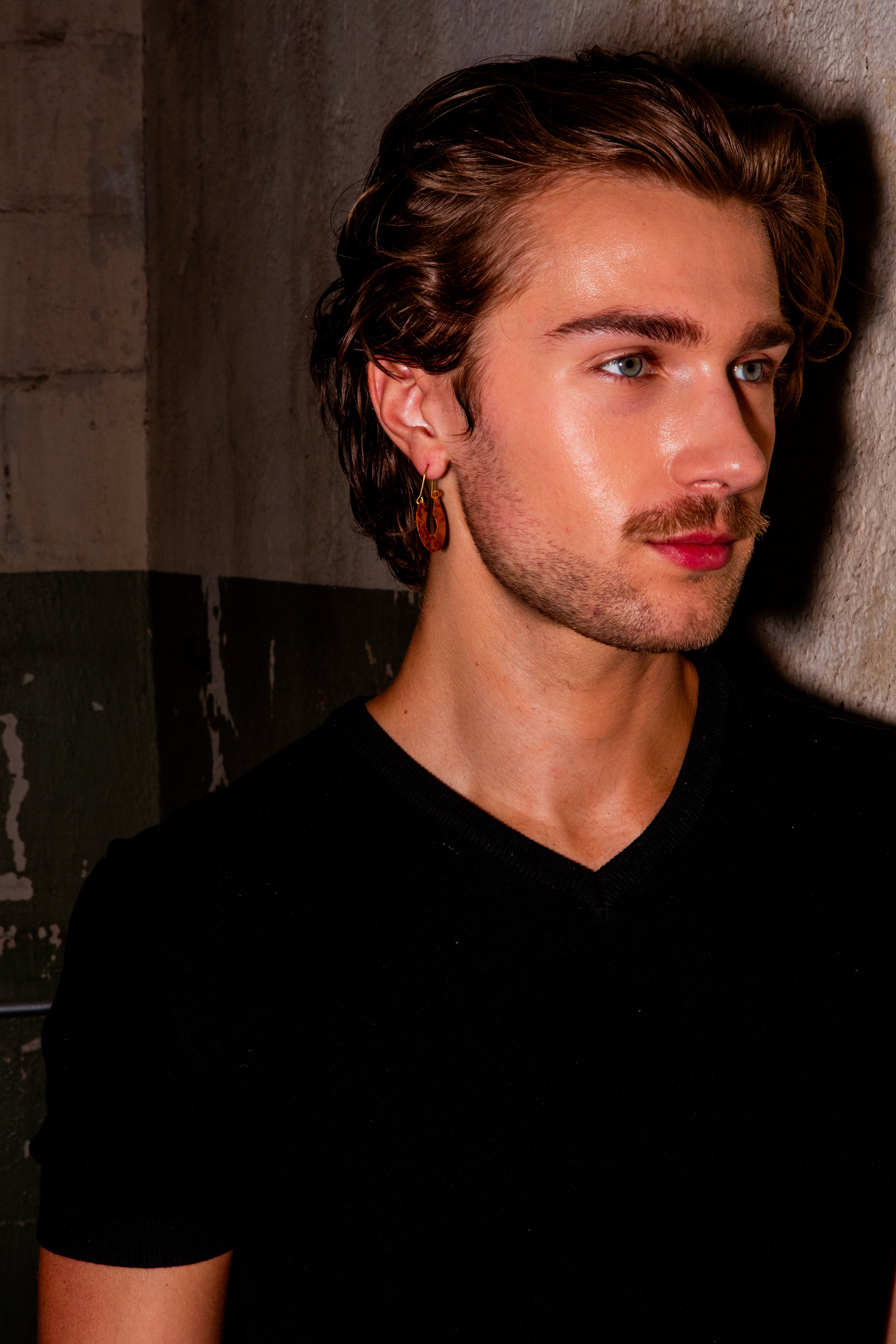 Fair Anita patina hoop earrings in warm red and brass tones, ethically handmade in India
