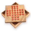 Peg Solitaire wooden board game with travel box and pegs — single-player IQ strategy puzzle by Kubiya Games