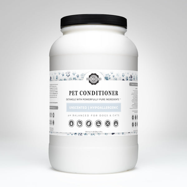 Rustic Strength unscented pet conditioner gallon size — natural ingredients for all coat types