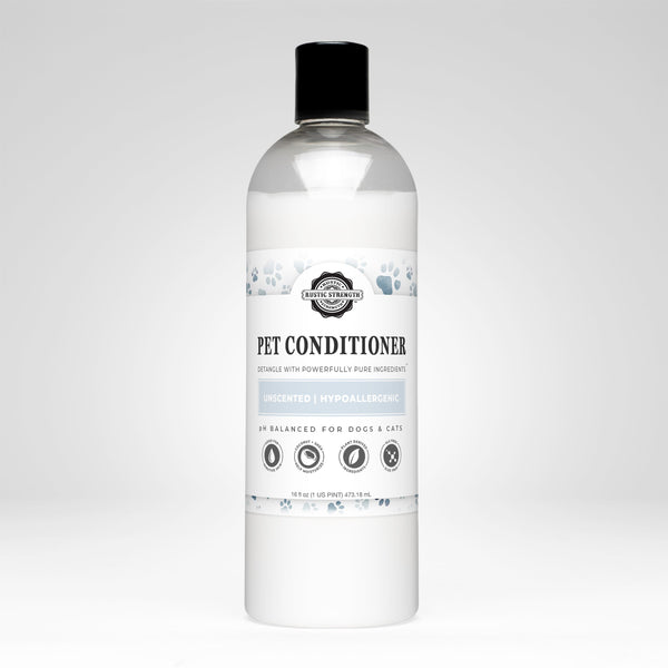 Rustic Strength unscented natural pet conditioner 16oz bottle with coconut oil and shea butter