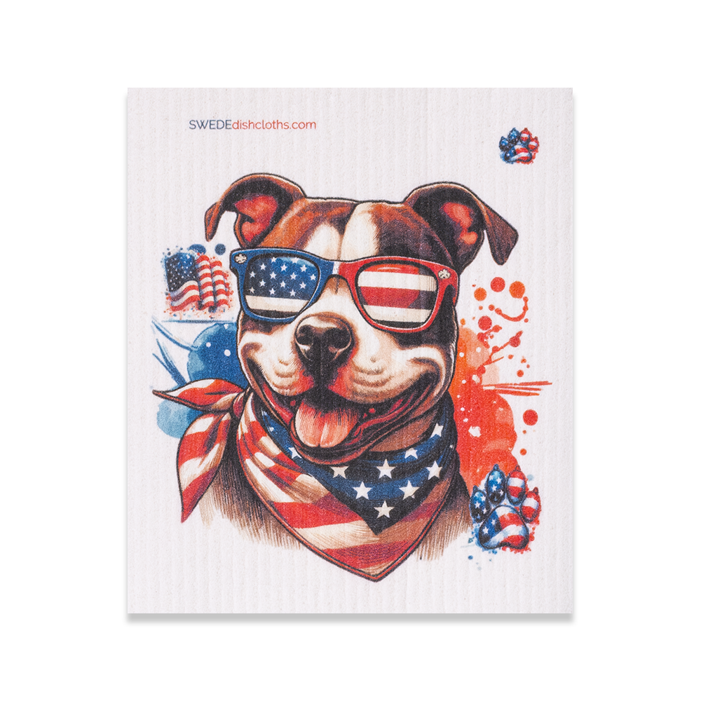 Patriotic Pitbull Swedish dishcloth — reusable paper towel replacement