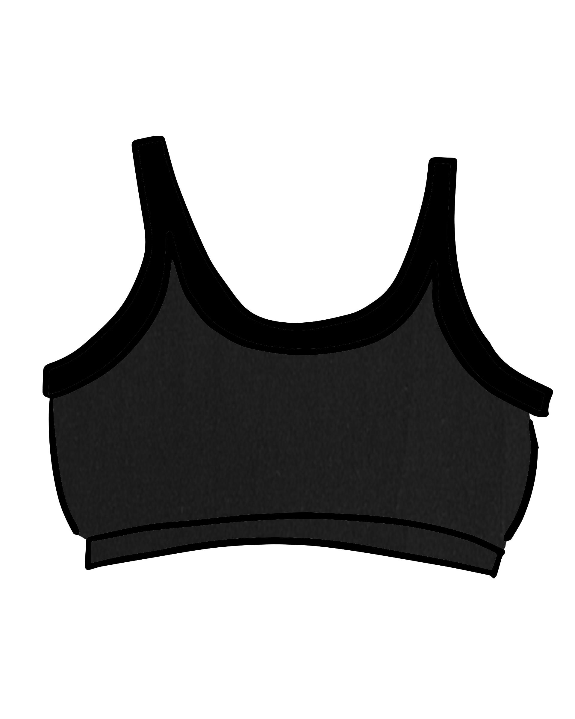 Thunderpants USA Plain Black Longline Bra – front product flat lay